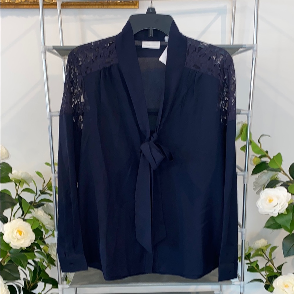 Navy Lace Women's Top